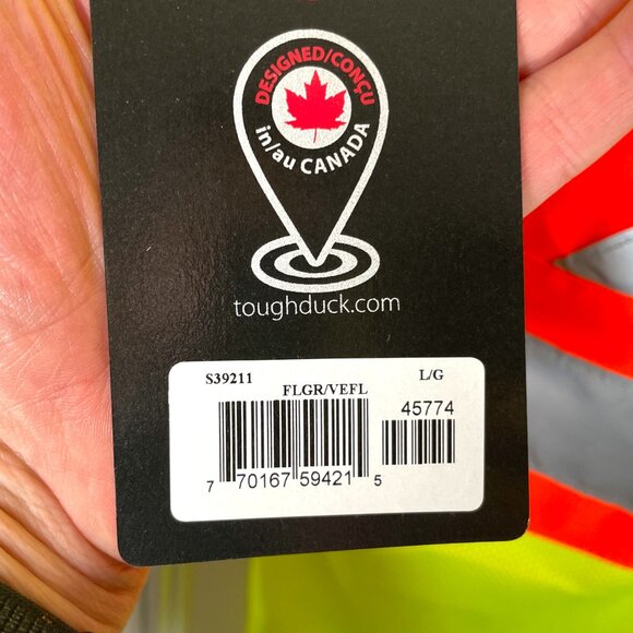 Two NEW Tough Duck Safety T-Shirts High Visibility Yellow Men's LARGE - Picture 9 of 11